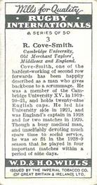 1929 Wills's Rugby Internationals #3 Ronald Cove-Smith Back